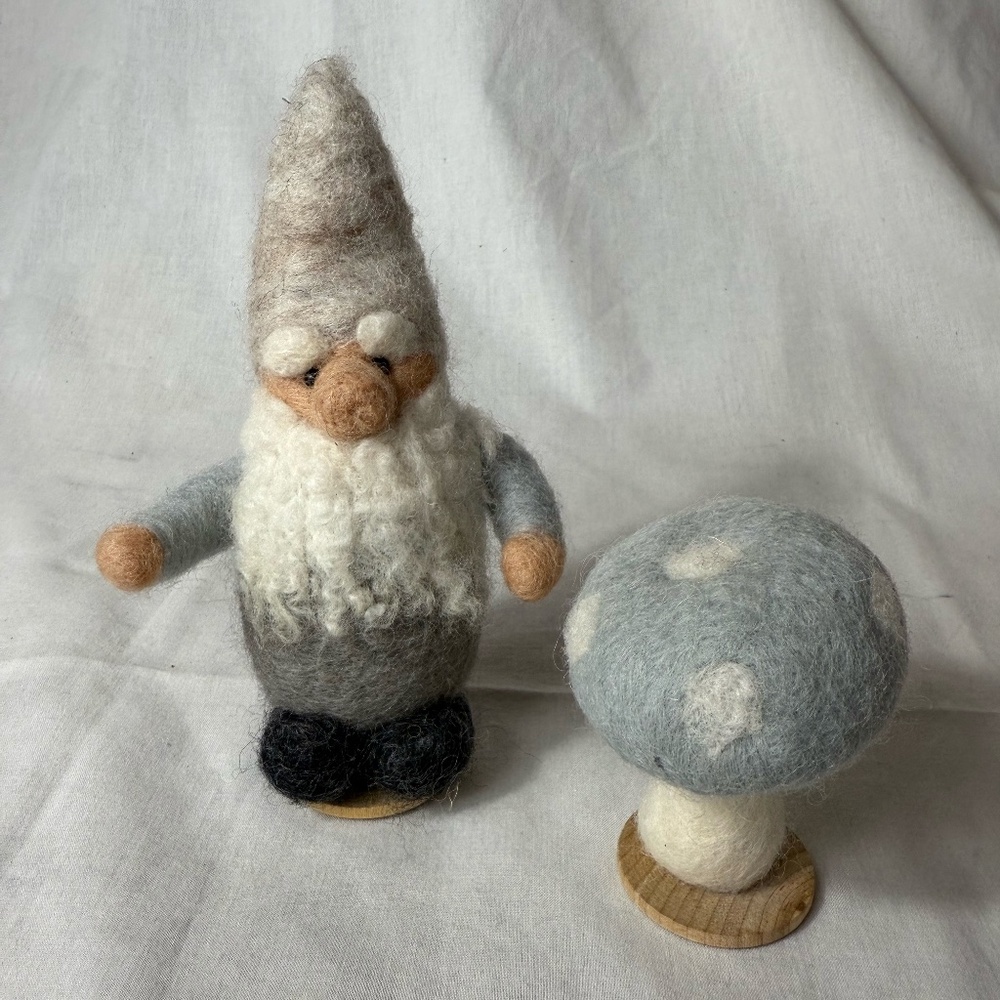 Felt Gnome and Mushroom Set